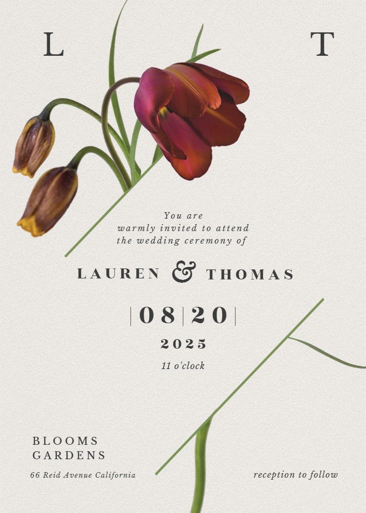 Tulips in bloom - wedding invitation