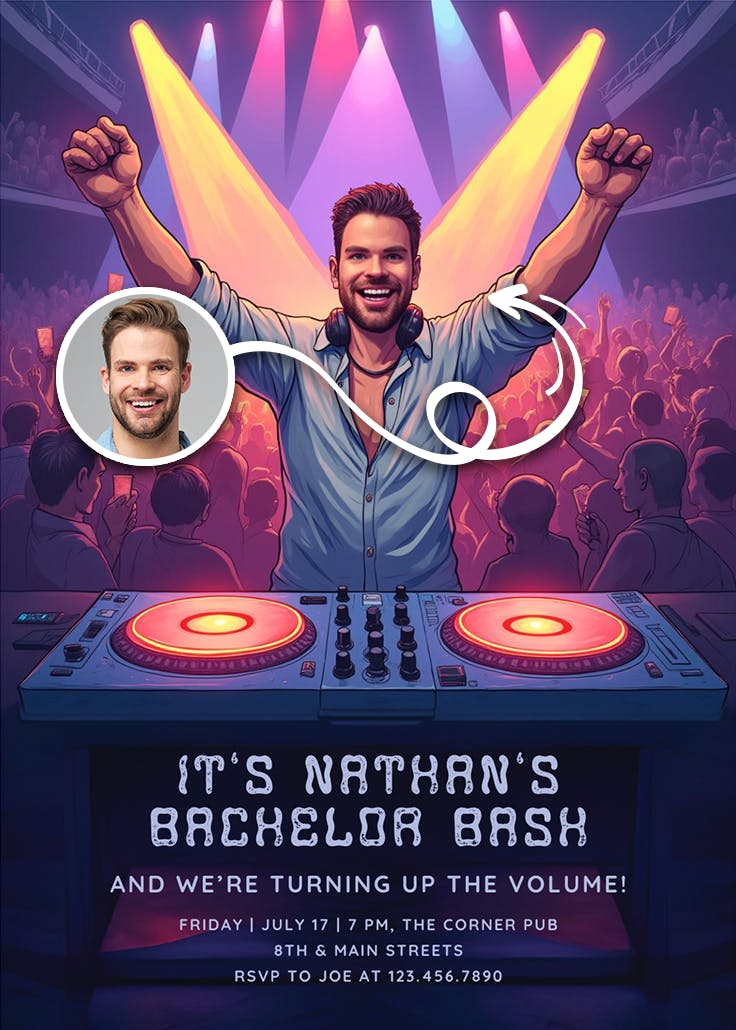 Turn up the night - bachelor party invitation