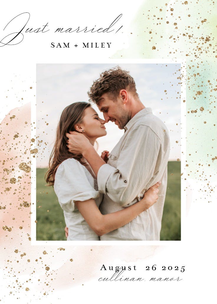 Watercolor and gold - wedding announcement