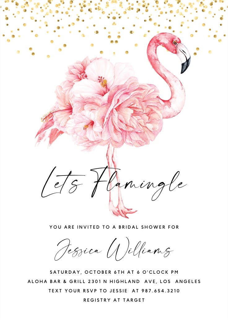 Watercolor flamingo - bridal shower invitation