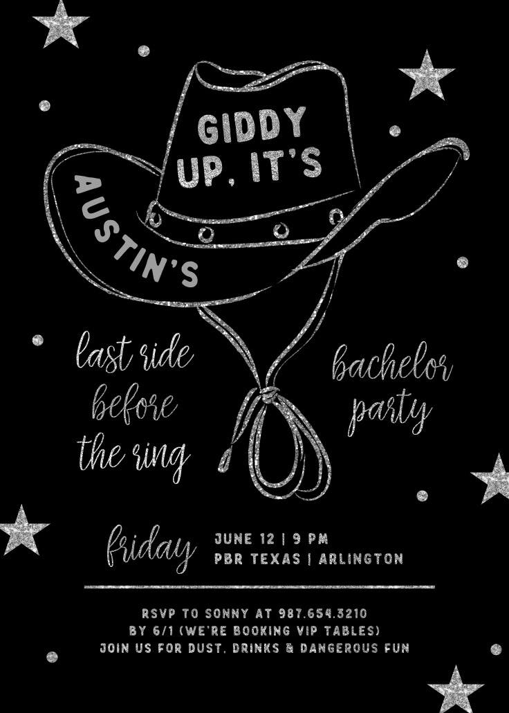 Western ride - bachelor party invitation