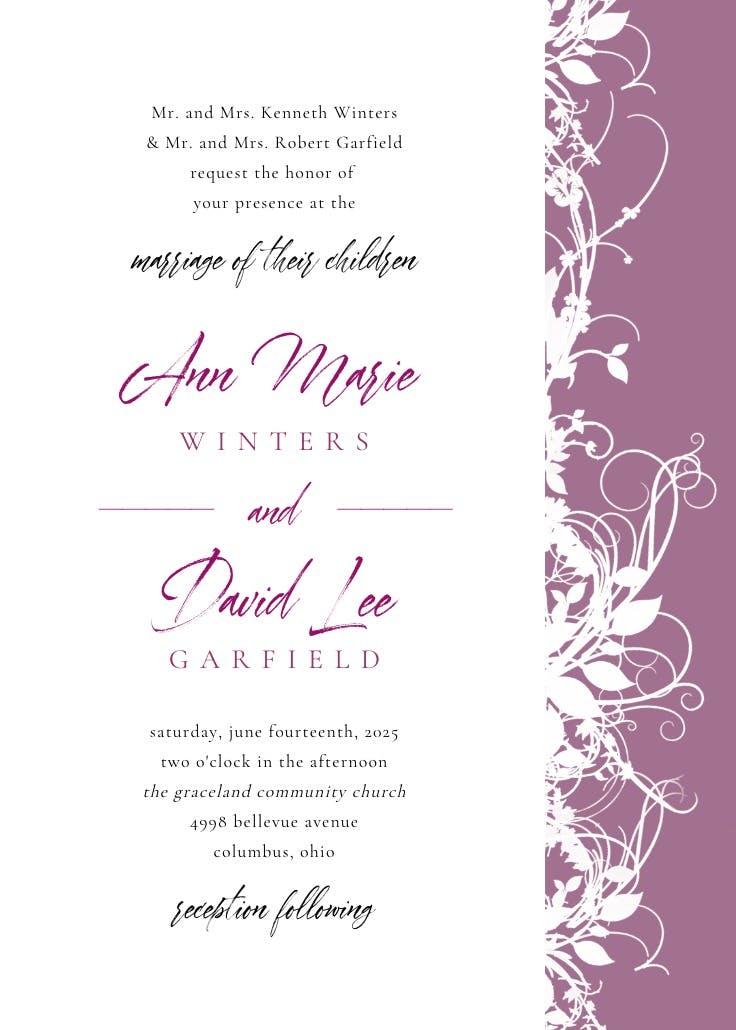 White floral - wedding invitation