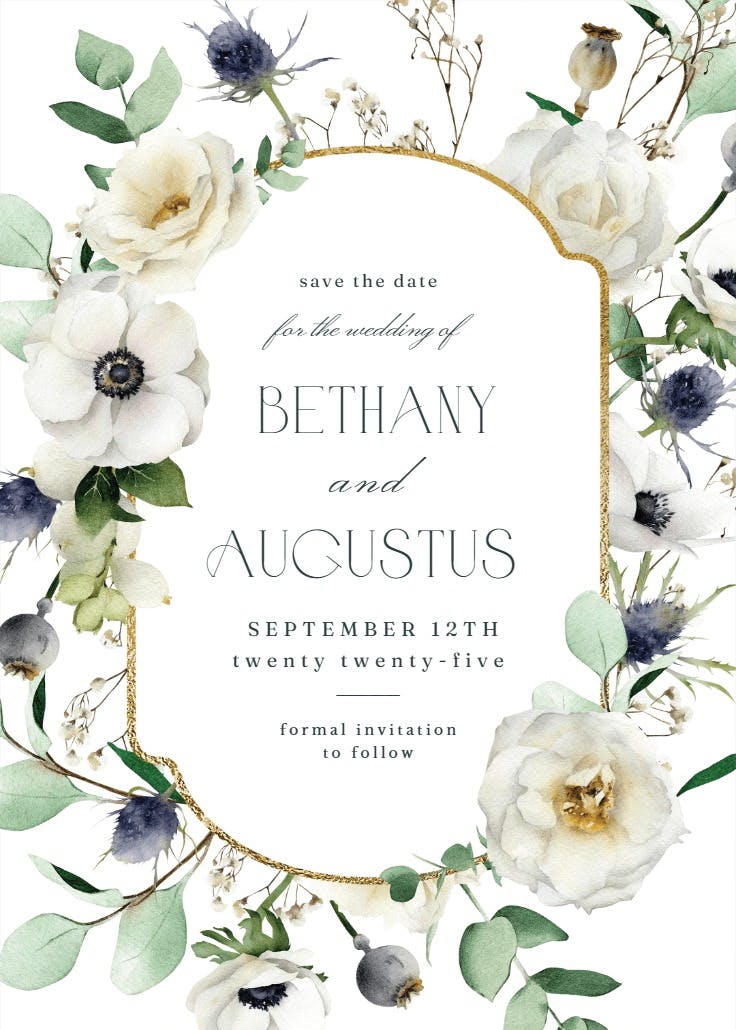 Winter florals watercolor - save the date card